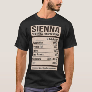 Sienna Nutrition Fakten Name Nickname Alias Titel T-Shirt
