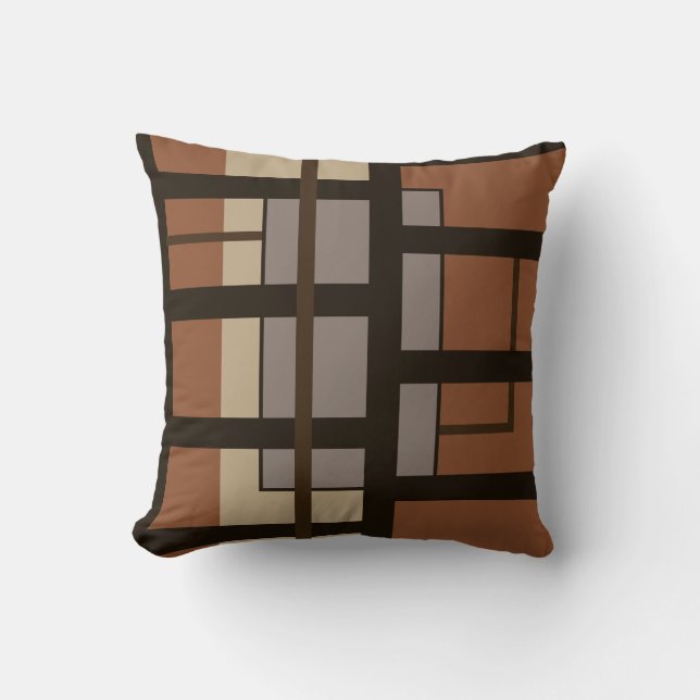 Sienna Orange & Brown Artistic Geometric Design Kissen (Vorderseite)