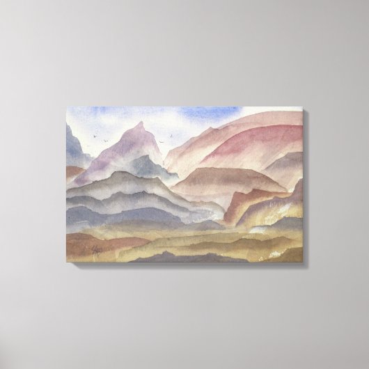 Sienna Ridges Wasserfarbe Landschaft Print Leinwanddruck (Vorderseite)