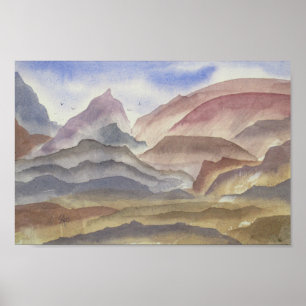 Sienna Ridges Wasserfarbe Landschaft Print Poster