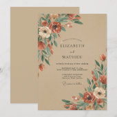 Sienna Rustikale Blumenhochzeit Einladung (Vorne/Hinten)
