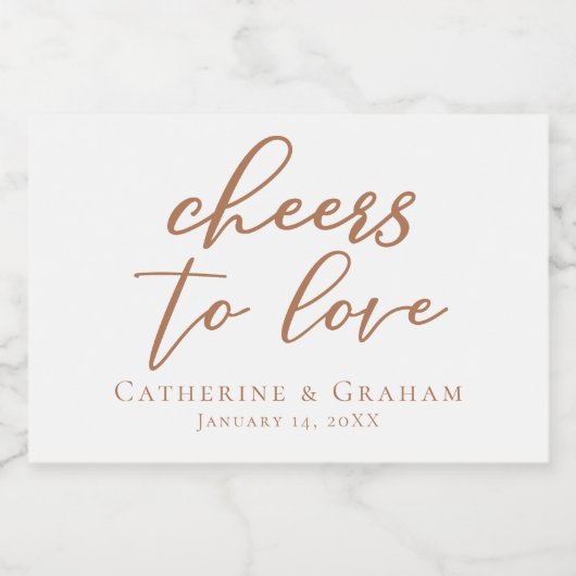 Sienna Script Wedding Gefallen an Liebe Custom Min Schaumweinetikett (Einzelnes Label)