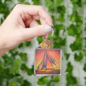 Sienna Segeln bei Sonnenuntergang Schlüsselanhänger (Hand)