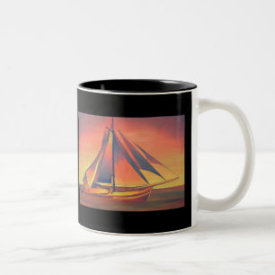 Sienna Segeln bei Sonnenuntergang Zweifarbige Tasse