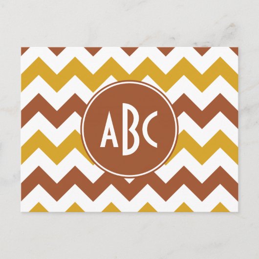 Sienna und Goldenrod Zigzag Monogram Postkarte (Vorderseite)