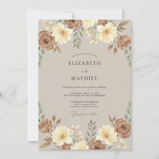 Sienna Warme Boho-Hochzeit Einladung (Vorderseite)