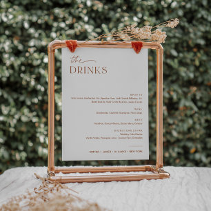 SIENNA Wedding Bar Drink Menu Sign Poster