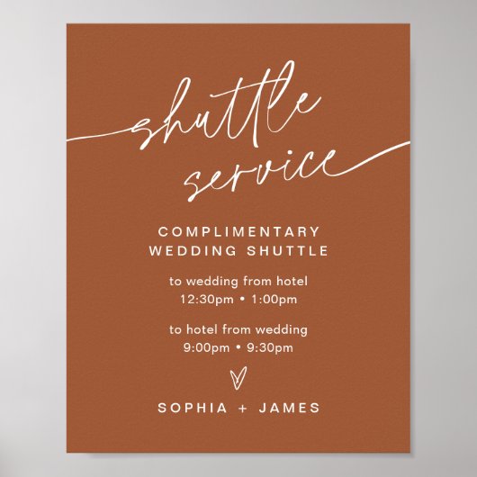 SIENNA Wedding Shuttle Service-Zeichen Poster (Vorne)