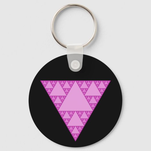 Sierpinski-Dreieck als rosa Dreieck LGBTQ+ Schlüsselanhänger (Vorderseite)