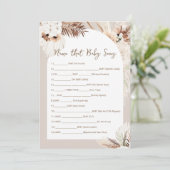 SIERRA Bohemischer Name, dass Baby Song Game Card Einladung (Stehend Vorderseite)