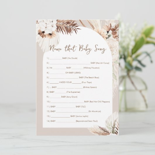 SIERRA Bohemischer Name, dass Baby Song Game Card Einladung (Stehend Vorderseite)