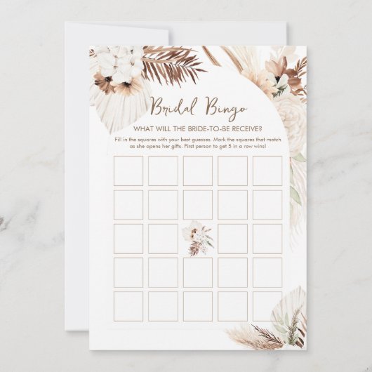 SIERRA Bohemisches Brautparty Bingokarte Einladung (Rückseite)