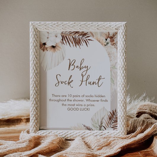 SIERRA Boho Baby Sock Hunt Baby Shooting Game Sign Poster