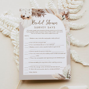 SIERRA Boho Brautparty Survey sagt Game Card Einladung