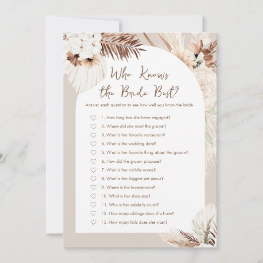 SIERRA Boho, der die Bride Best Bridal Game kennt Einladung (Vorderseite)