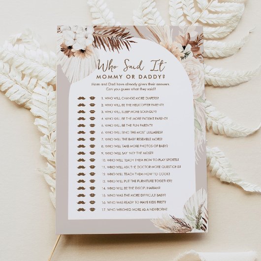 SIERRA Boho, der sagte, es Mommy Daddy Baby Game C Einladung