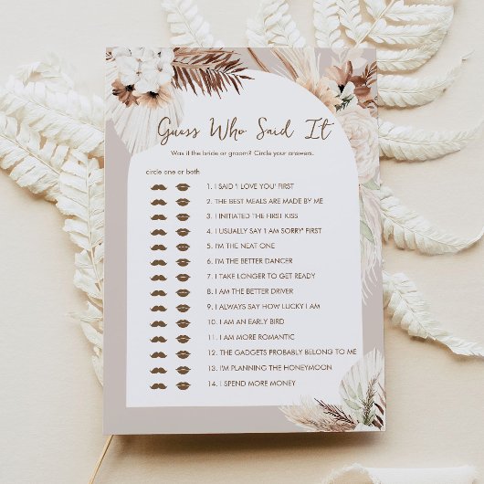 SIERRA Boho Ratess, wer sagte es Brautparty Game Einladung