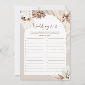 SIERRA Boho Wedding A-Z Brautparty Game Card Einladung (Vorderseite)
