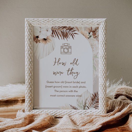 SIERRA Boho wie alt waren sie Bridal Game Sign Poster