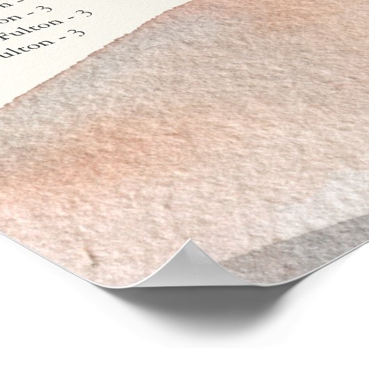 Sierra Dusk | Alphabetical Wedding Seating Chart Poster (Ecke)