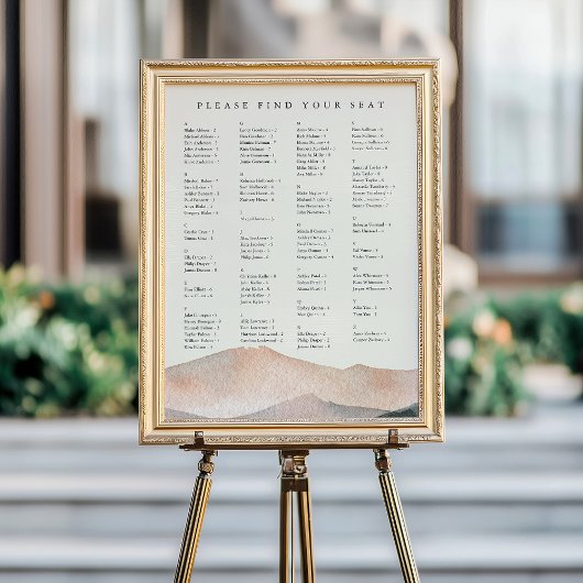Sierra Dusk | Alphabetical Wedding Seating Chart Poster