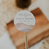 Sierra Dusk | Desert Mountain Wedding Thank You Runder Aufkleber