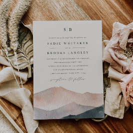 Sierra Dusk | Mountain Sunset Monogram Wedding Einladung
