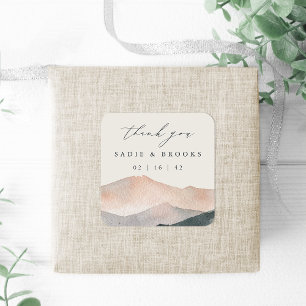 Sierra Dusk   Wüste Sunset Wedding Vielen Dank Quadratischer Aufkleber