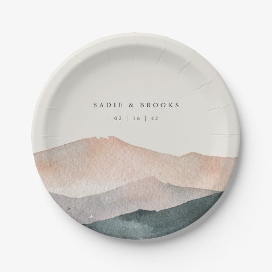 Sierra Dusk | Wüstenberg Sonnenuntergangssonne Pappteller (Vorderseite)