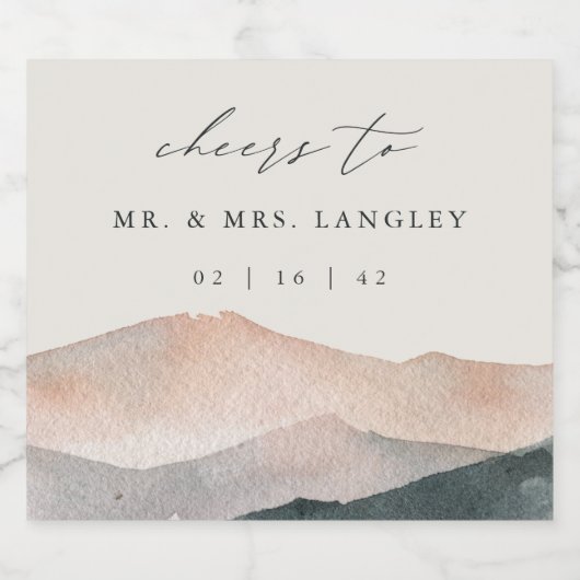 Sierra Dusk | Wüstenberg Sonnenuntergangssonne Schaumweinetikett (Einzelnes Label)