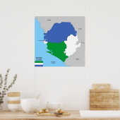 sierra leone country political map flagge poster (Küche)
