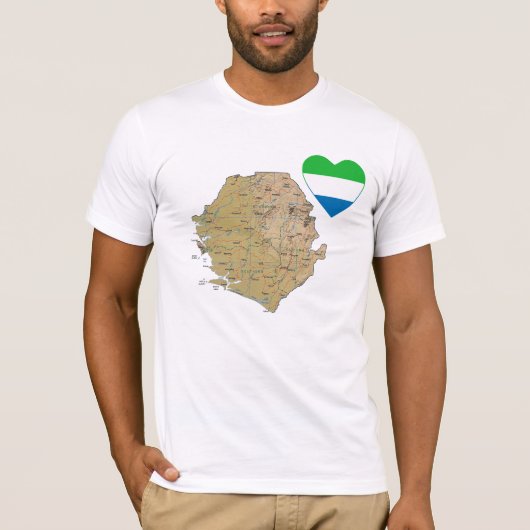 Sierra Leone Flag Herz und T - Shirt (Vorderseite)