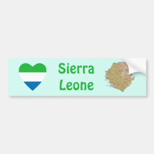 Sierra Leone Flagge Herz + Karte Aufkleber Autoaufkleber