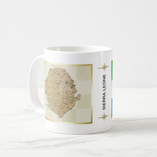 Sierra Leone Flagge + Karte Tasse (Vorderseite Links)