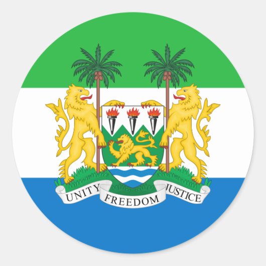 Sierra Leone - Flagge & Wappen Sierra Leones Runder Aufkleber (Vorderseite)
