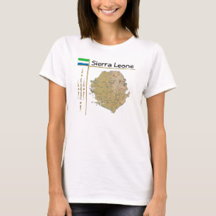 Sierra Leone Karte + Flagge + Titel T-Shirt
