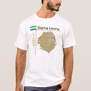 Sierra Leone Karte + Flagge + Titel T-Shirt