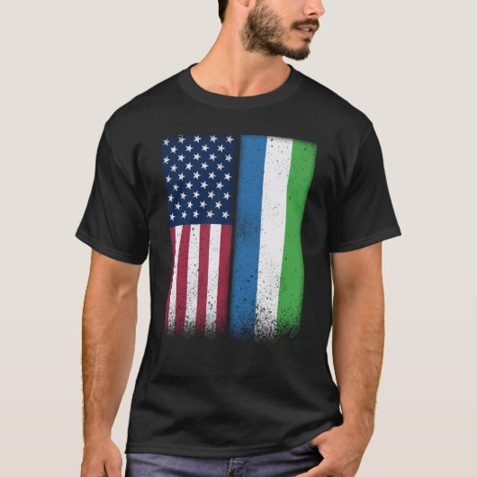 Sierra Leone Sierra Leonean American Flags Proud U T-Shirt (Vorderseite)