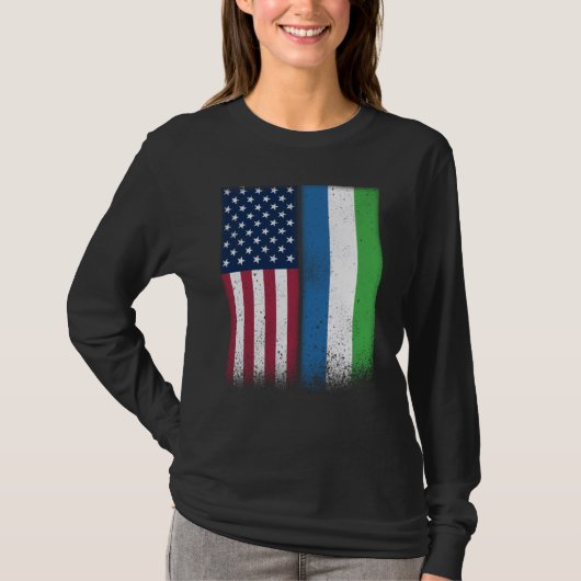 Sierra Leone Sierra Leonean American Flags Proud U T-Shirt (Vorderseite)