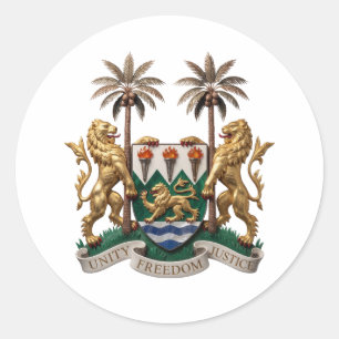 Sierra Leone Wappen Arme Landesflagge Symbol Emble Runder Aufkleber
