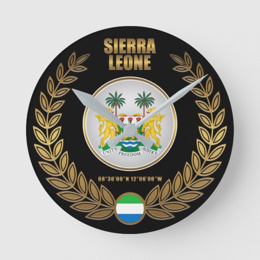 Sierra Leone-Wappendecke Runde Wanduhr (Vorderseite)