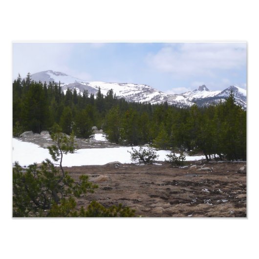 Sierra Nevada Berge und Schnee auf Yosemite Fotodruck (Vorne)