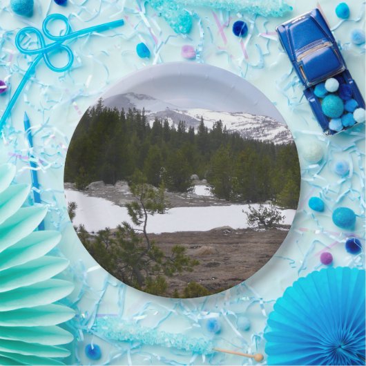 Sierra Nevada Berge und Schnee auf Yosemite Pappteller (Party)