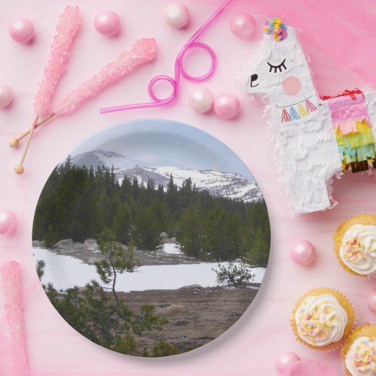 Sierra Nevada Berge und Schnee auf Yosemite Pappteller (Party)