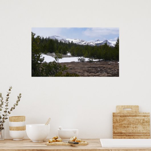 Sierra Nevada Berge und Schnee auf Yosemite Poster (Küche)