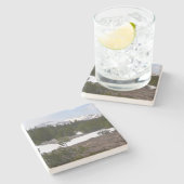 Sierra Nevada Berge und Schnee auf Yosemite Steinuntersetzer (Seitenansicht)