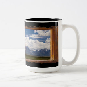 Sierra Nevada durch die Hittenkabinenfenster auf S Zweifarbige Tasse