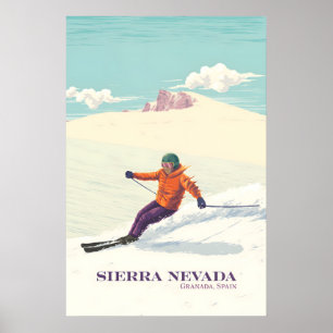 Sierra Nevada Spanien Skigebiet Reiseplakat Poster