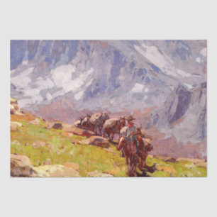 „Sierra Packer“ Western Art von Edgar Payne Seidenpapier