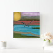 Sierra Sunrise Abstrakte Kunst Quadratische Wanduhr (Zuhause)